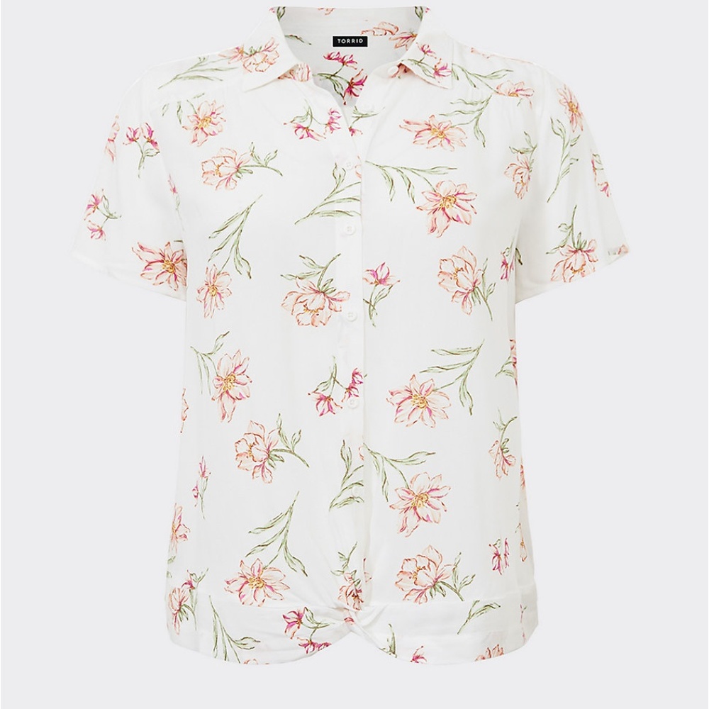 Torrid Floral Crepe Button Blouse